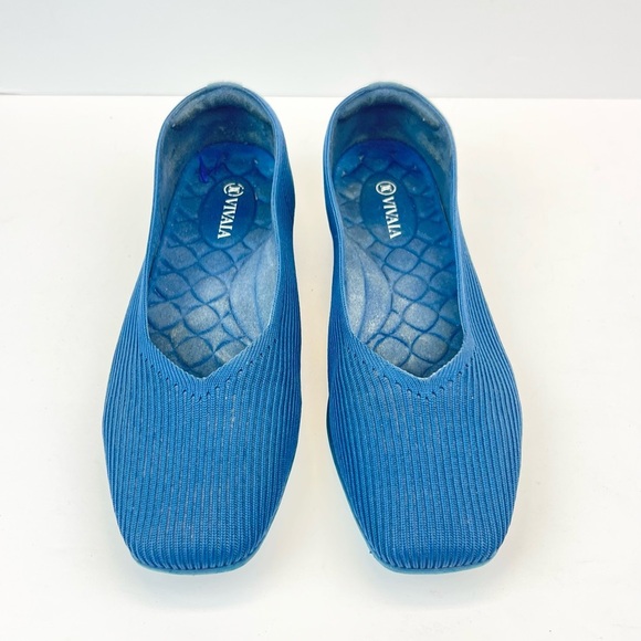 Vivaia Shoes Womens US 9.5 EU 40 Wide Margot Square Toe Blue Knit Comfort - Picture 7 of 8